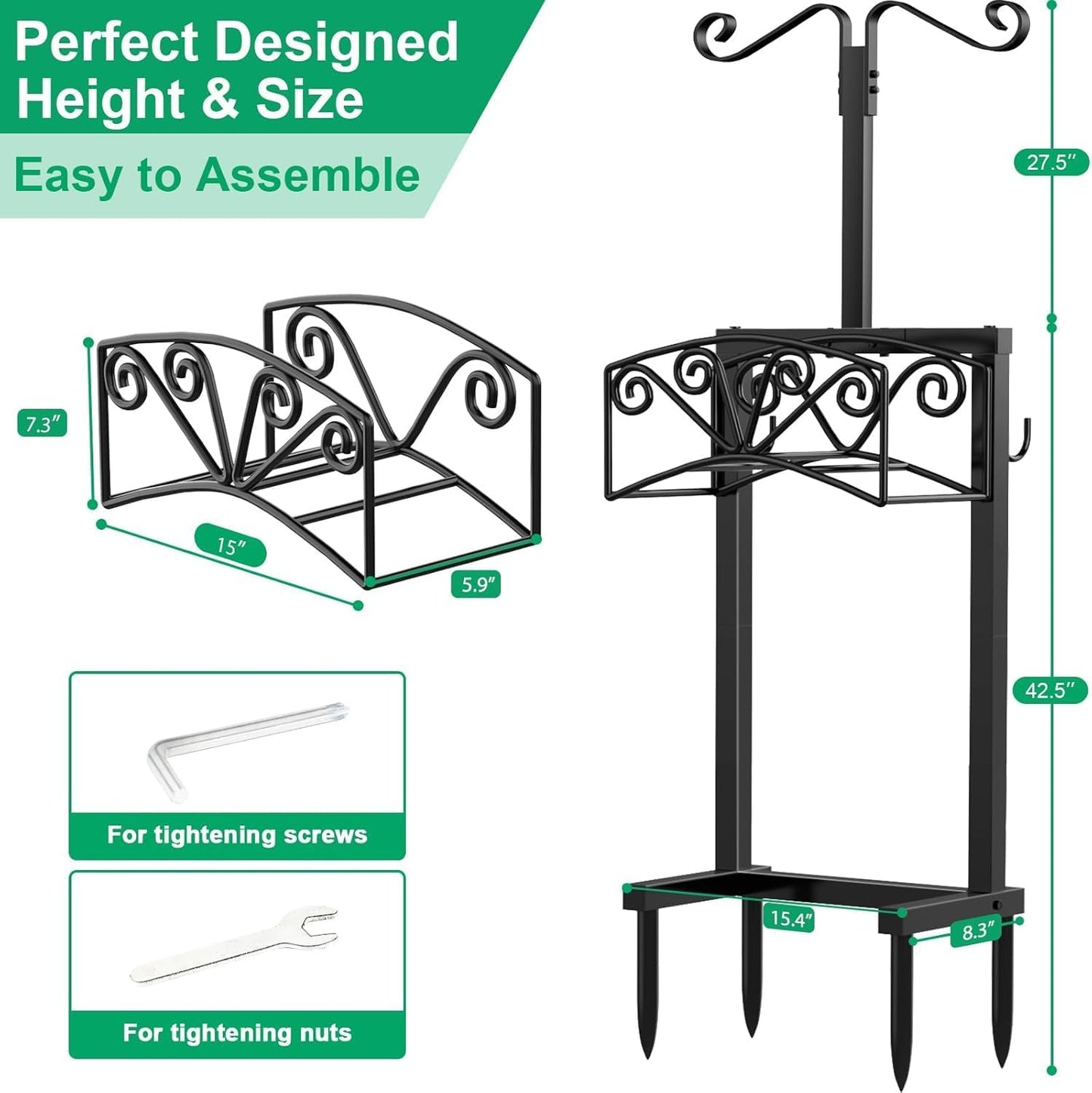 TomCare Garden Hose Holder Upgraded Heavy Duty Metal Water Hose Holder Holds 160 FT Hoses Sturdy Hose Reel Freestanding Outdoor Hoses Storage Hanger for Outside Yard Lawn