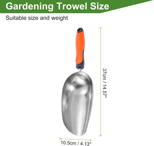 HARFINGTON Garden Soil Scoop 14.57 x 4.13 Stainless Steel Hand Shovel Spade with Handle for Planting Weeding Digging
