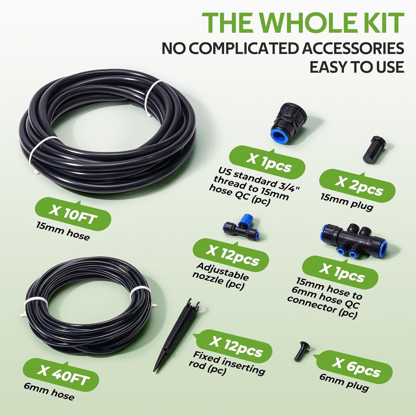 140FT Quick-Connect Drip Irrigation Kit for Large Gardens