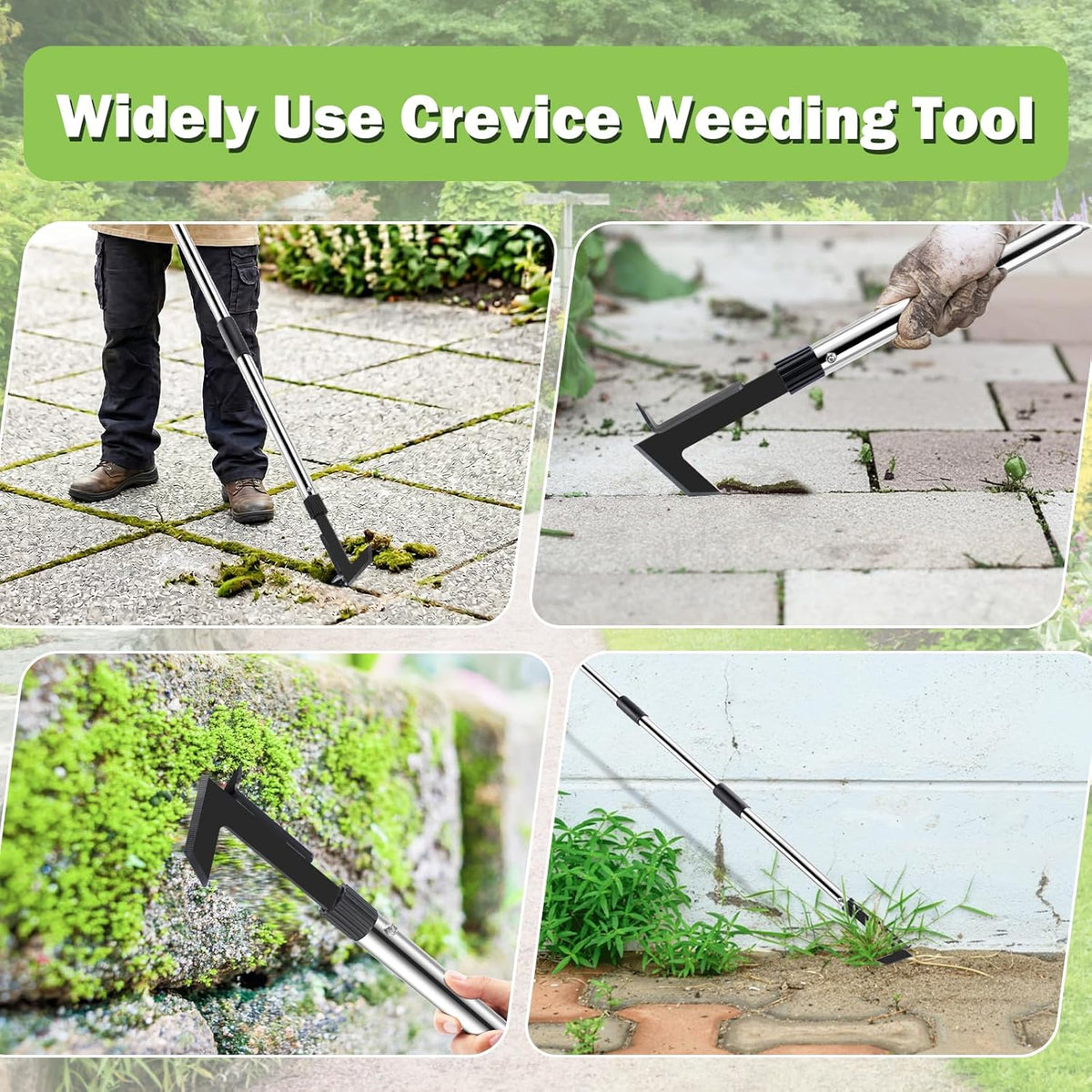 Crack Weeder with Long Handle, 60" Manual Crevice Weeding Tool