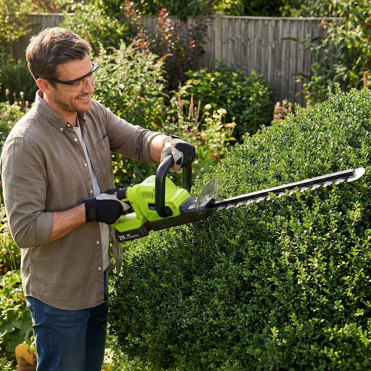 Hedge Trimmer Cordless, 20-Inch for Bushes, 2 Batteries, Lightweight Design