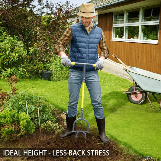 Hand Tiller for Gardening, Manual Twist Tiller Cultivator, Heavy Duty Garden Claw, Soil Loosener & Lawn Aerator for Soil Mixing, Garden, Flower Box and Raised Bed