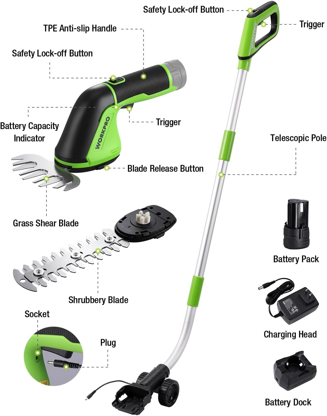 12V Cordless Grass Shear & Hedge Trimmer