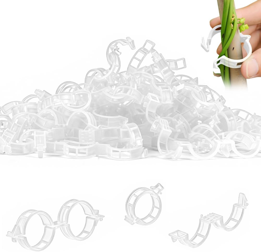 Plant Support Clips, Reusable Garden Clips for Securing Plants (100, Green)
