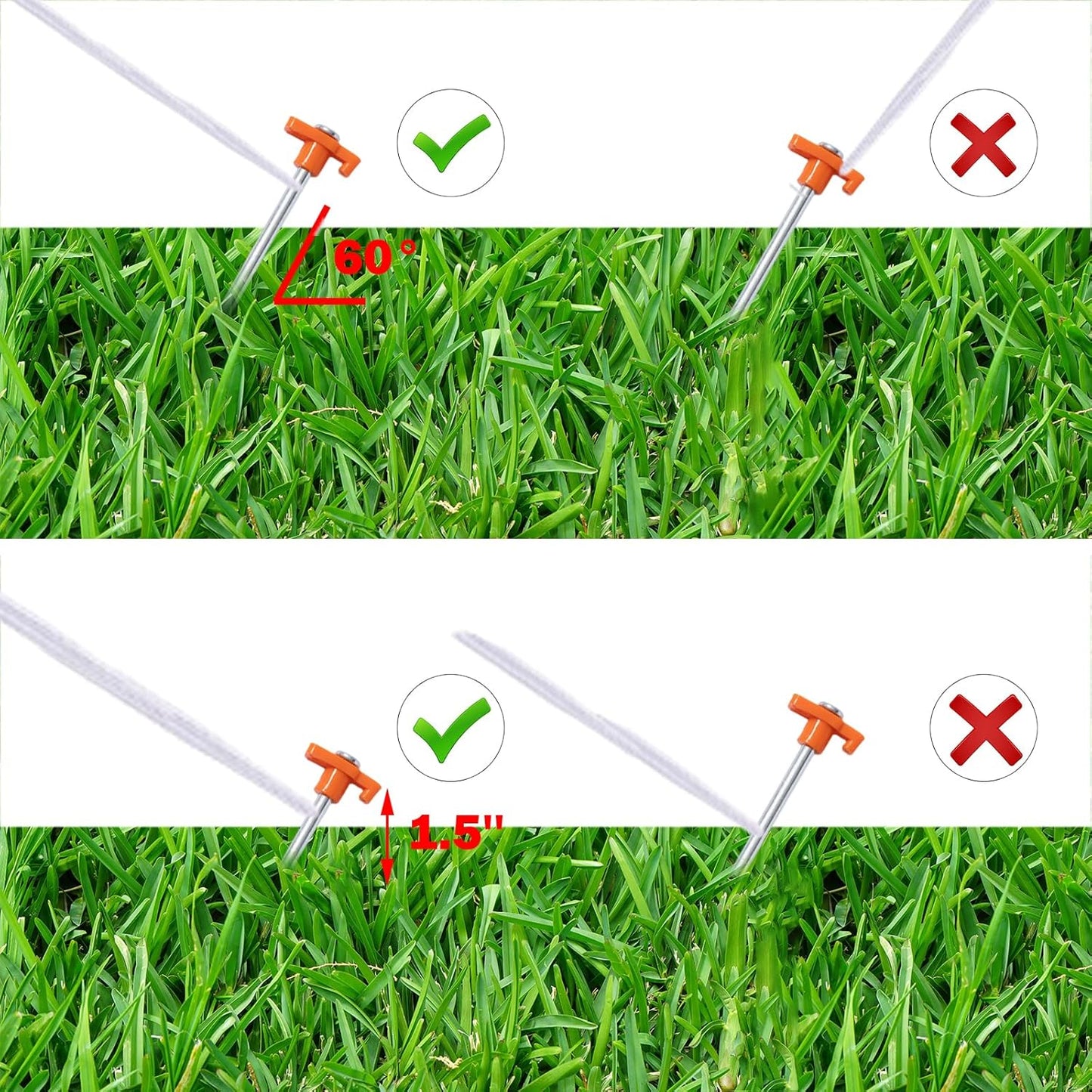 20 Pack Tent Stakes Heavy Duty, 9.75 Inch Yard Stakes Non-Rust Metal Tent Pegs Ground Stakes Tent Spikes for Camping Patio, Garden, Canopies, Grassland, Outdoor, Orange