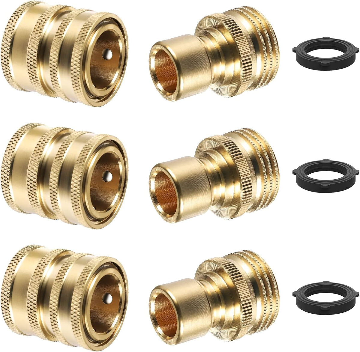 Heavy Duty 3/4'' Garden Hose Quick Connect Fittings, 2 Sets