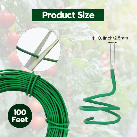 100FT Soft Tie for Plants, Green Twist Garden Ties for Gardening