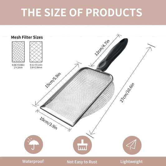 2 PCS 2-in-1 Gardening Soil Sifter Set with 2/2.8mm Mesh, Garden Sieve & Shovel Sifter Screen Potting Scoop for Sand, Dirt, Rock Compost, Stainless Steel & Ergonomic Handle
