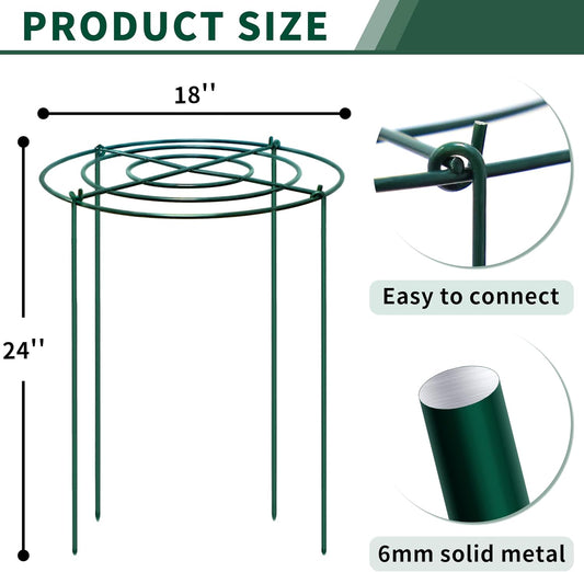 4pack Peony Cages and Supports, 18 x 24 Inch Four Legs Peony Cage, Heavy-Duty Peonies Support Cages, Peony Ring for Roses, Hydrangeas, Sage, Peonies, Cucumbers, Tomato