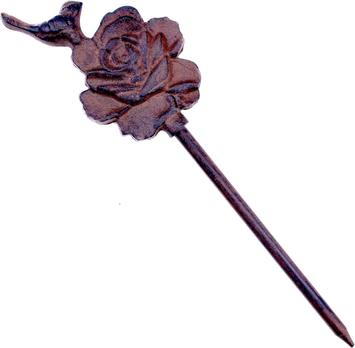 Bird On Rose Garden Hose Guide Cast Iron Flower Bed Stake 12.5" Tall