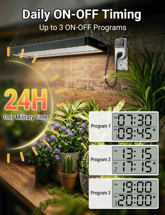Digital Infinite Repeat Cycle Intermittent Timer Plug for Electrical Outlet, 24 Hour Programmable Indoor Timed Power Switch with Countdown Delay On and Off (120V, 15A), 1 pack