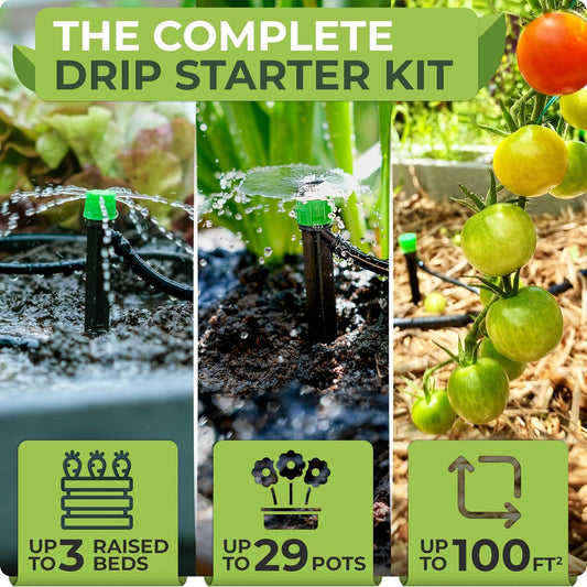 CARPATHEN Drip Irrigation System Kit for Garden Watering, Sprinkler, 100 ft