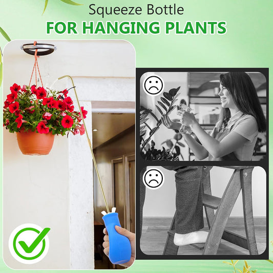 Squeeze Bottle for Hanging Plant, 19" Spout Water Can, Blue, 8 oz, 1 Pack