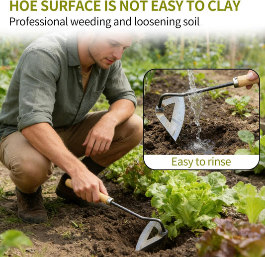 Kana Hoe 217 Japanese Garden Tool - Hand Hoe/Sickle is Perfect for Weeding and Cultivating. The Blade Edge is Very Sharp., Beige-020