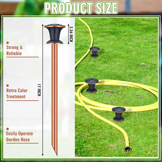5 Pcs Garden Hose Guide Stake 17 Inch Heavy Duty Decorative Metal Water Hose Guide Stake for Garden, Lawn, Plants and Flower Beds