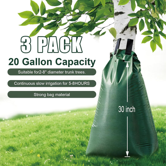 20 Gallon Tree Water Bags, Slow Release Watering Bag System - Gator Style Ring for New Trees,Treegator Bags for Drip Irrigation, Fruit Protection, Tree Storage (3 Pack)