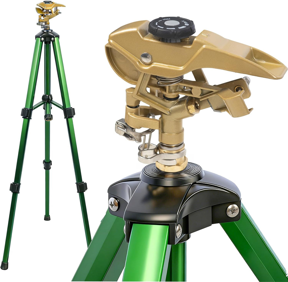 2 Pack Impact Sprinkler on Tripod, Rotating Water Sprinklers for Yard Lawn and Garden, Heavy Duty 360 Degree Irrigation Sprinkler with Zinc Head and 3/4" Connector for Outdoor