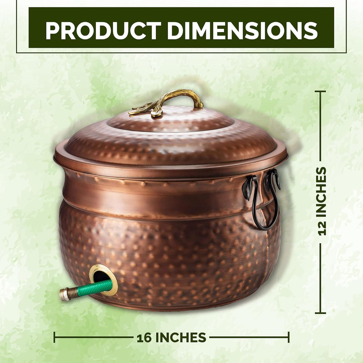 Decorative Garden Hose Pot Holder and Lid 16x16x12 | Hose Container Pot Outdoor or Indoor Use | Expandable Water Hose Storage | Holds Up to 100 ft Hose - Handmade