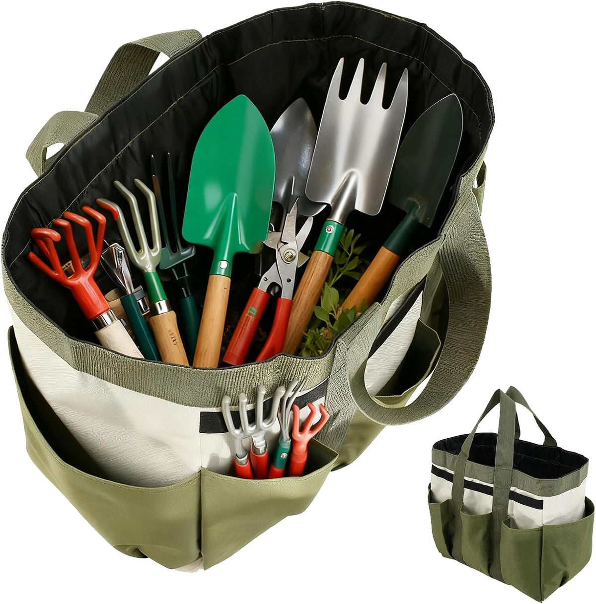 Garden Tool Holder Bag With 8 Pockets, Elastic Straps, And Sturdy Handles, Heavy-Duty Oxford Organizer Keeps Gardening Tools Neat And Accessible, Ideal for Men And Women (1 PC)