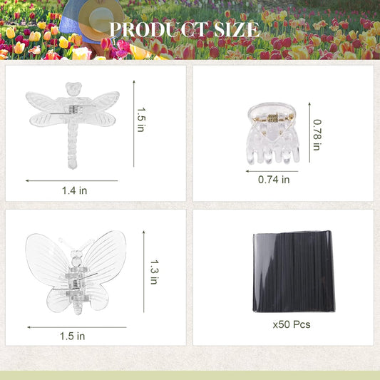 50Pcs Orchid Clips Plastic Dragonfly Butterfly Plant Clips,Portable Garden Plant Support Clip for Supporting Stems Orchid Vines Stalks Climbing Plants Grow Uprigh