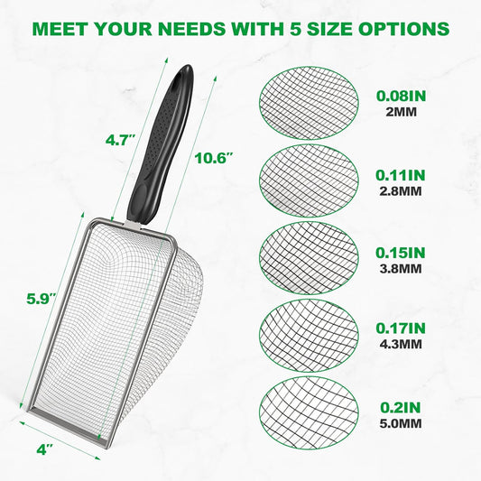 5pcs Soil Sifter Set for Gardening – Includes 2mm/2.8mm/3.8mm/4.3mm/5mm Garden Sifter for Soil, Handheld Compost Sifter for Dirt,Rocks, Heavy-Duty Shovel for Soil, Compost Sifting