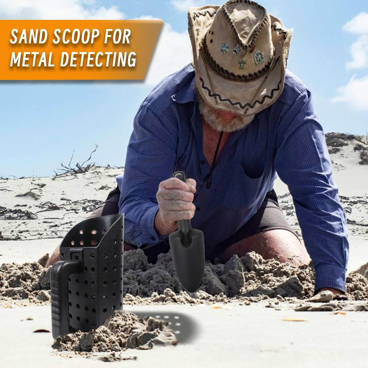 Sand Scoop for Metal Detecting, Metal Detector Tools Heavy Duty Digging Shovel and Sand Sifter for Beach Shelling