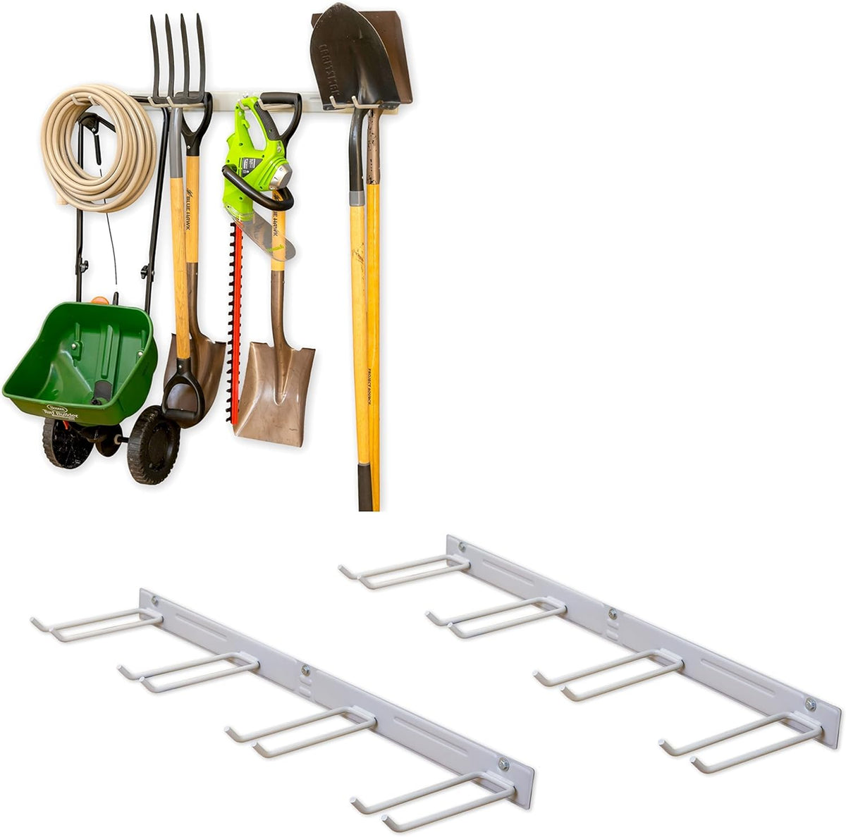StoreYourBoard 36" Garage Tool Organizer Wall Mount | Garden Tool Organizer System | Heavy Duty Garden Tool Storage Rack for Yard Tools Rakes Shovels 250lbs Garage Organization | 4 PVC Coated Hooks