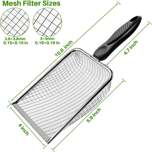 Gardening Soil Sifter Pack of 2 - Garden Sand Soil Compost Sifter with Handle - Two Garden Sifters (3.8mm and 5mm Mesh),Ideal for Sand, Rocks, Dirt, Compost - Perfect for Gardening
