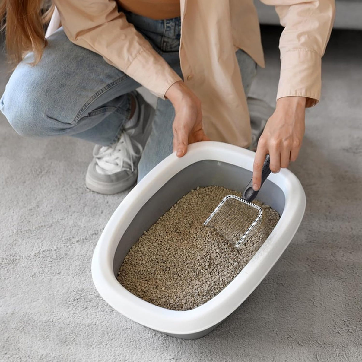2 PCS Gardening Soil Sifter 3.8 & 5mm Mesh Stainless Steel Square Compost Sieves with Handle Portable Scoop Shovels for Soil, Rocks, Sand, Dirt