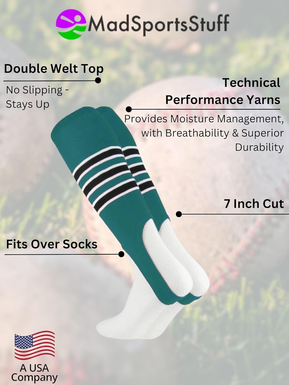 MadSportsStuff Baseball Stirrups Softball Stirrups with Stripes for Boys Girls Men Women Pattern B 3 Stripe