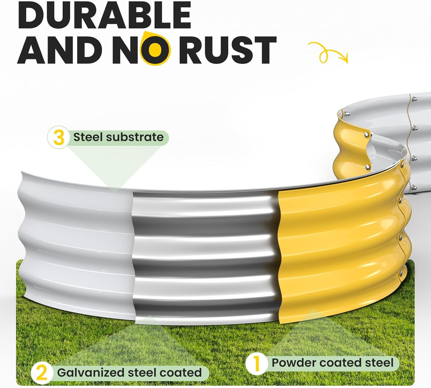 Pattiumo Galvanized Raised Garden Bed 4×4×1 FT, Round Metal Raised Garden Bed Outdoor Planter Box with Open Bottom, Rust-Resistant Steel Garden Bed for Vegetables Herbs Flowers, Easy Assembly