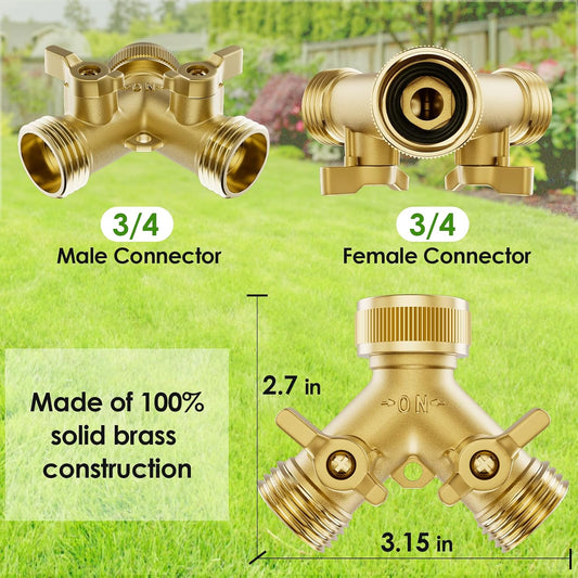 2 Way Brass Garden Hose Splitter