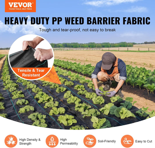 4FTx300FT Premium Heavy Duty Weed Barrier Landscape Fabric, 3.2OZ Woven Geotextile Fabric Under Gravel, High Permeability for Weed Blocker Weed Mat, Driveway Fabric, Weed Control Garden Cloth