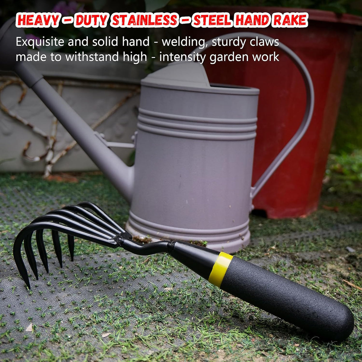 Hand Rake Cultivator - 5-Claw Heavy Duty Stainless Steel Tool