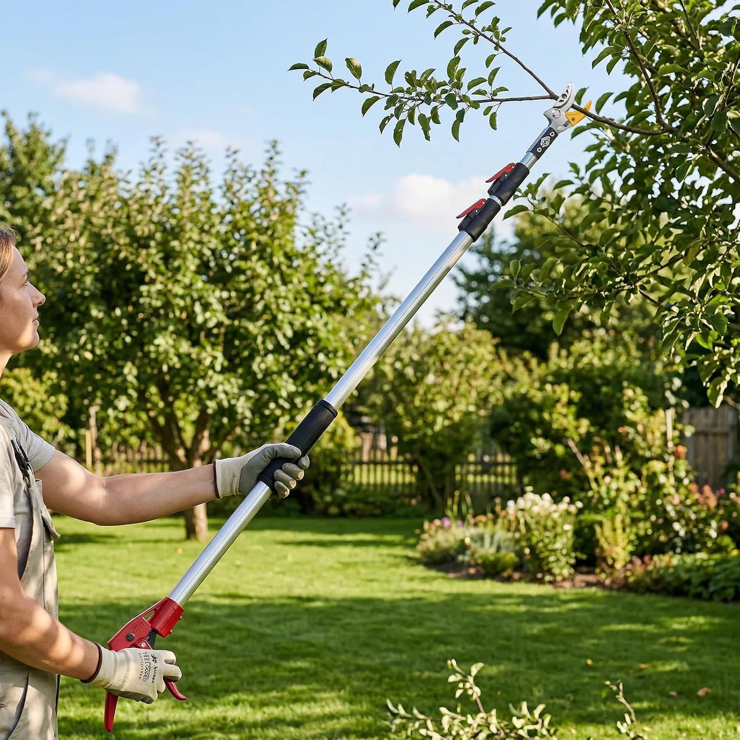 10FT Telescopic Pole Pruner, Extendable Tree Pruner with Fruit Picker