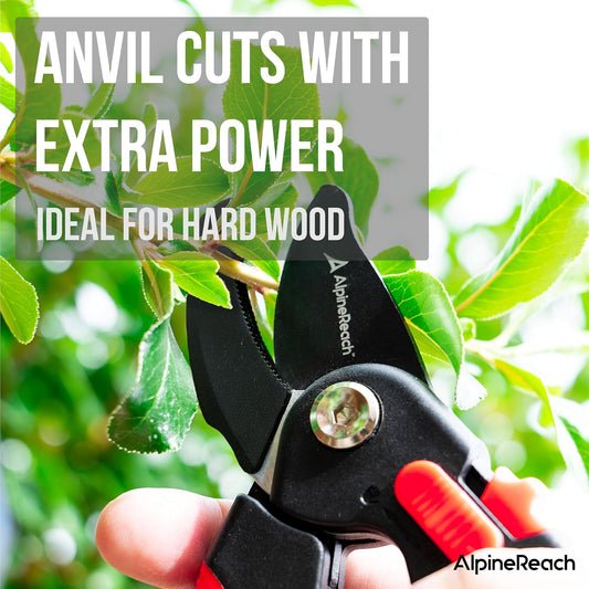 Pruning Shears Set Bypass and Anvil for Gardening, Sharp Ergonomic Pruners, Adjustable Soft Handle for Small & Large Hands, Heavy Duty High Carbon Steel Blade, Secateurs, Gift Box