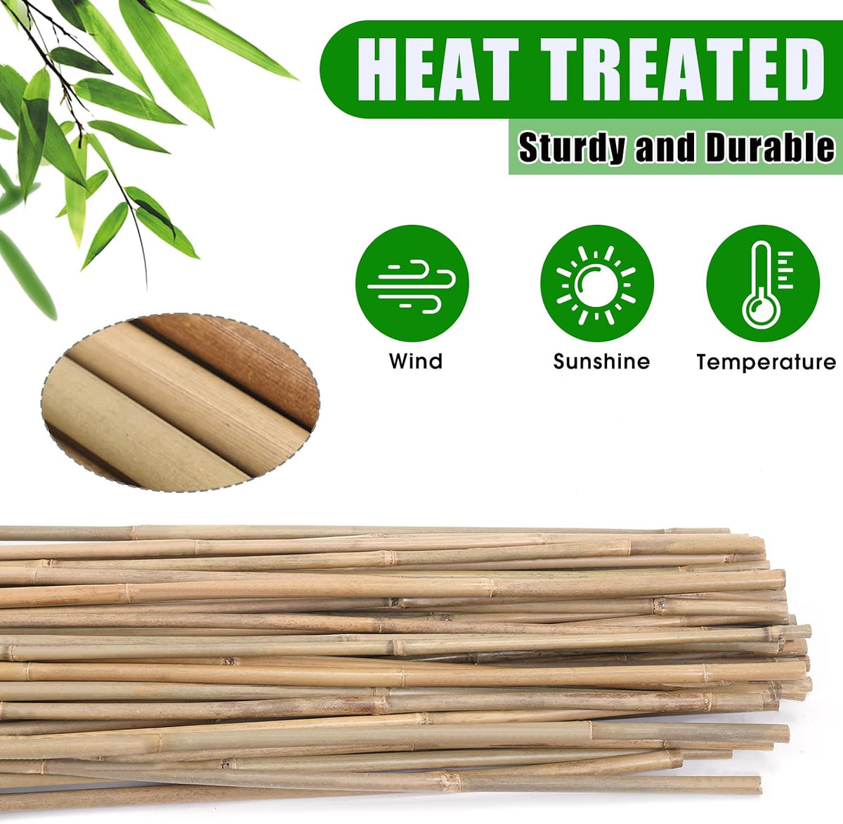 Bamboo Stakes,4Feet,65Pcs,Plant Bamboo Post, ,Bamboo Garden Stakes