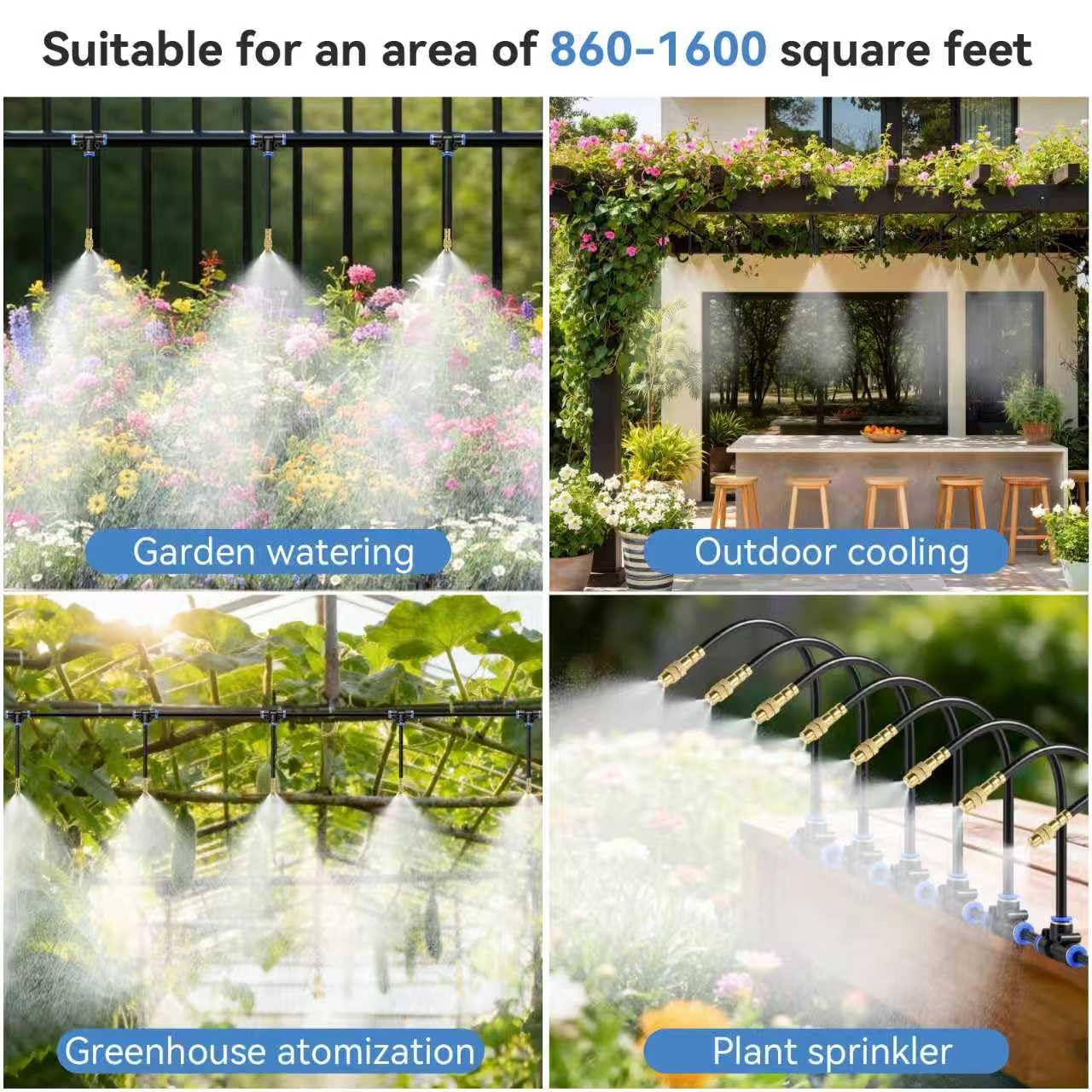 Drip Irrigation System 100FT 1/4" (17PCS Nozzles) for Garden, 83 PCS Leak-Proof Garden Watering System, 360° Adjustable Automatic Plant Water Kit for Raised Beds, Greenhouse, Lawn, Patio, Yard