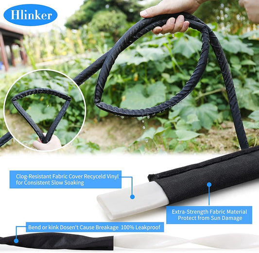 2026 Flat Soaker Hose 25 ft with Stake for Garden, Linkable Drip Hose Diy Automates Garden Irrigation System Saving 82% Water, Dual-layer Leak-free Design Water Hose with Holes