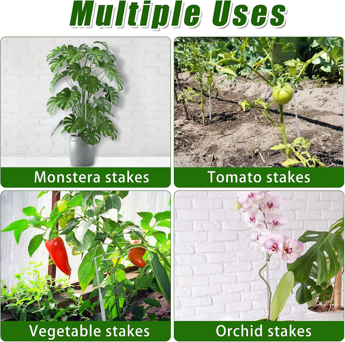 5 Pack Extendable Metal Plant Stakes, 7-24.5IN Adjustable Monstera Supports