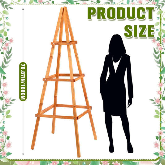 70.8in Tall Wooden Obelisk Trellis Outdoor Garden Trellises Easy Assembly Climbing Plant Support for Climbing Plants Porch Balcony Backyard Flowers Trailing Vegetables