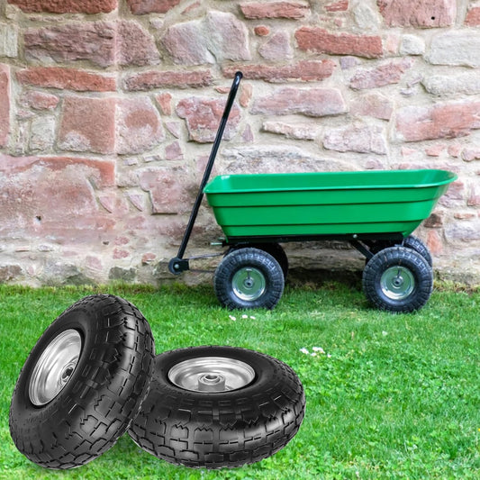 10" Pneumatic Air Filled Heavy-Duty 4.10/3.50-4 Replacement Tire and Wheel with 5/8" Axle Bore Hole for Trolley Dolly/Garden Wagon Carts/Hand Truck/Lawn Mower/Hose Reel Cart