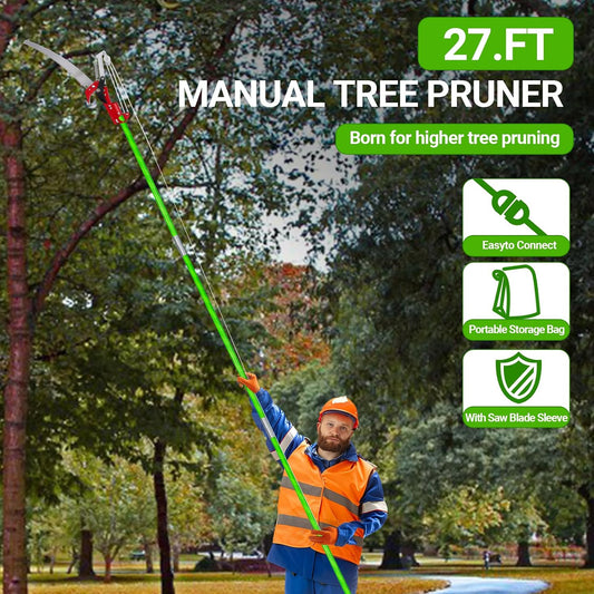 26 Feet Tree Pole Pruner Manual Branches Trimmer Pole Set Extension Cut Tree Branch Garden Tools Loppers Hand Pole Saws (10PCS)
