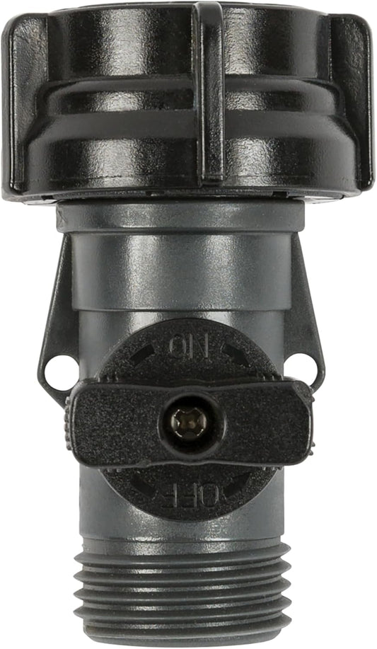 Full Flow Garden Hose Shut Off Valve, Rust Proof Single Water Shut Off Valve, Gray