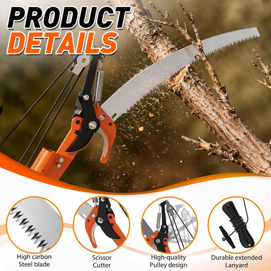SISUPASSIE 26FT Reach Tree Trimmer, Telescoping Pole Saw with 5-20FT Extension Pole, Manual Tree Pruner Extendable for Yard, Garden, Patios
