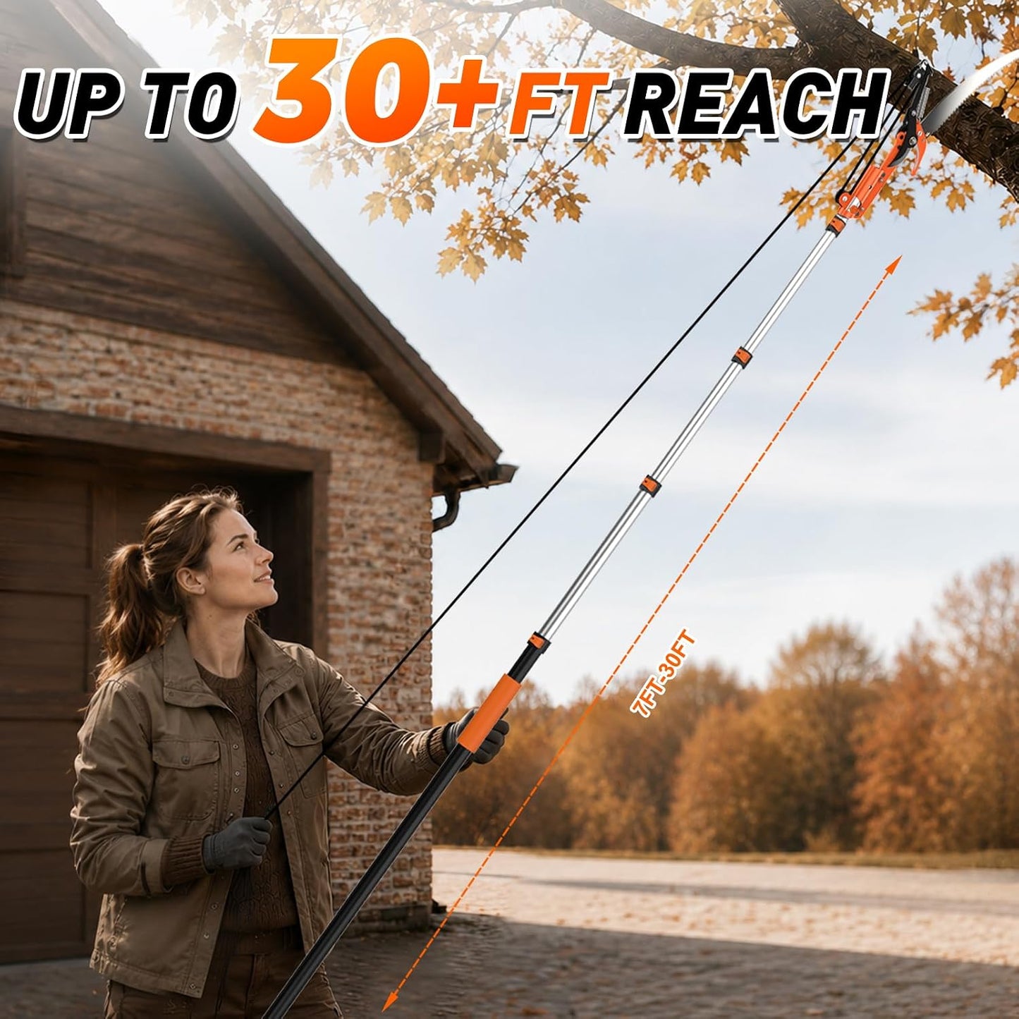 SISUPASSIE 26FT Reach Tree Trimmer, Telescoping Pole Saw with 5-20FT Extension Pole, Manual Tree Pruner Extendable for Yard, Garden, Patios