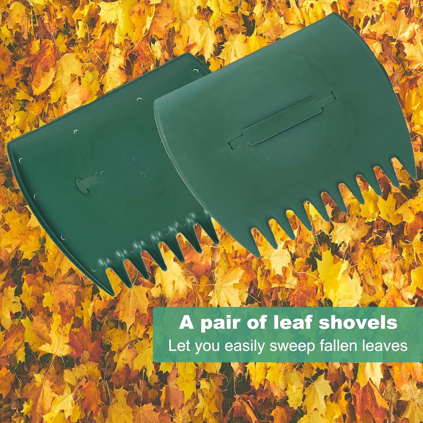 Leaves Grabber, 2pcs Handheld Hazelnut Leaf Scoop, Fast Lawn Remove Fallen Collection Garden and Yard Leaf Scoops Hand Rakes Used to Pick Up Leaves, Grass Clippings, Trash(Green)