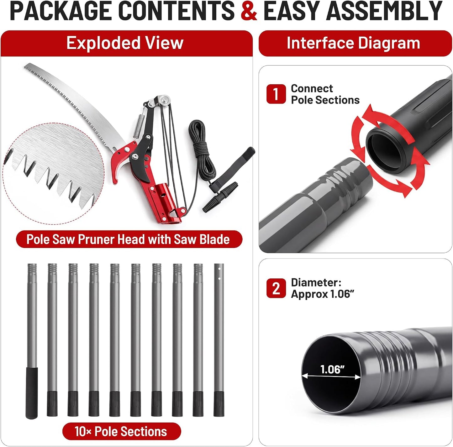 Suchtale Pole Saw for Tree Trimming, 2-in-1 Manual Tree Pruner with Saw