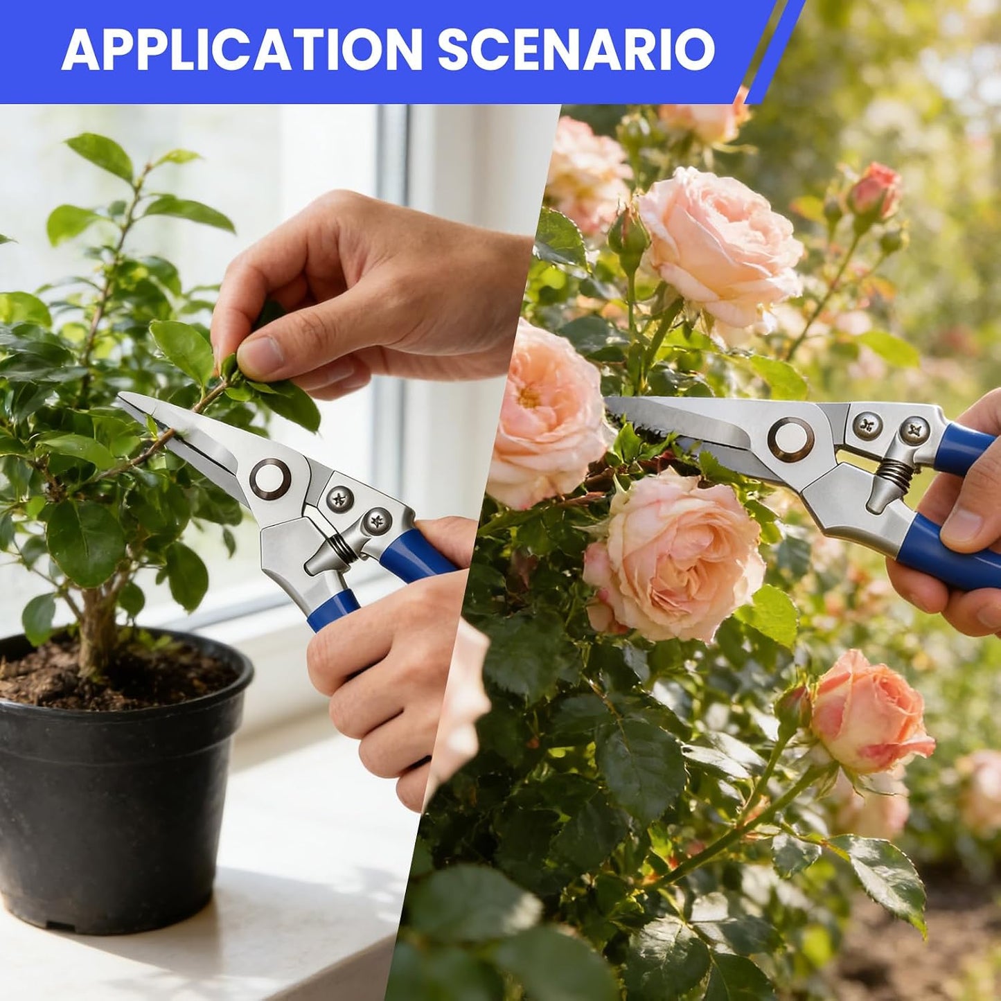 2 Pack Pruning Shears for Gardening, Trimming Scissors Set Garden Shears Branch Cutter Garden Bypass Lopper and Tree Trimmer Tree Pruner Garden Shears for Gardening