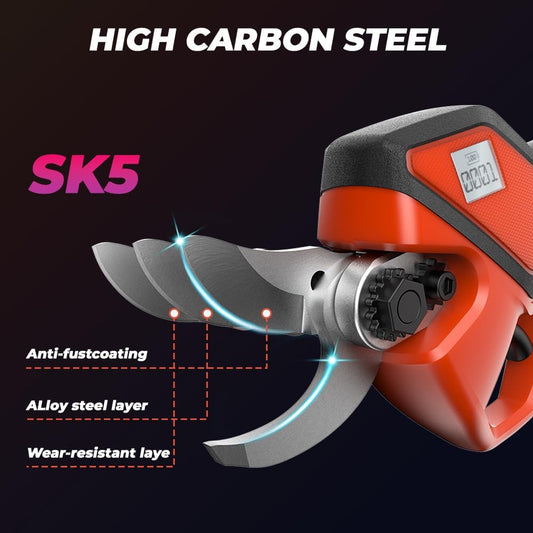 Upgraded Cordless Electric Pruning Shears with LCD Display, Battery Powered Garden Shears with Brushless Motor, 2 Rechargeable Batteries, 2.1 Inch Cutting for Trees, Shrubs, and Yard Trimming